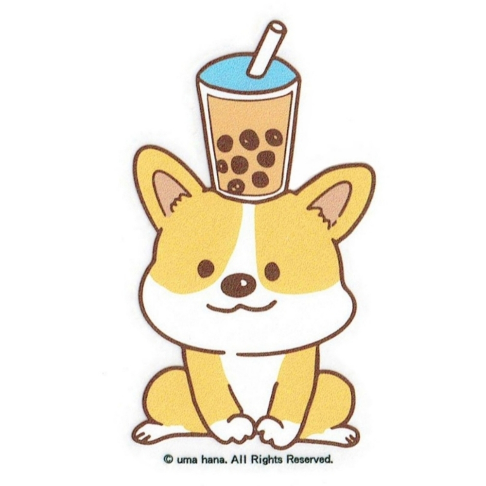 Waterproof Boba Corgi Sticker Decal Die Cut